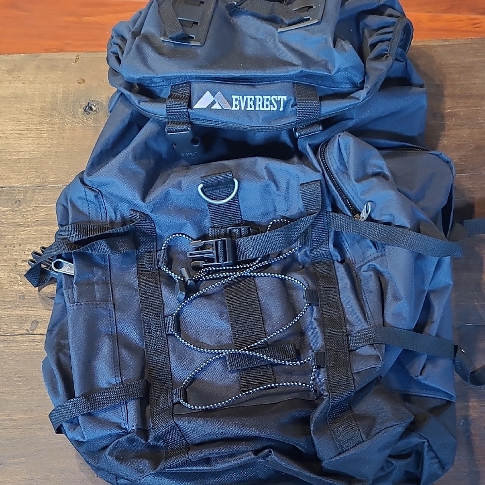 Blue hiking Backpack with Durable Nylon and Multiple Compartments